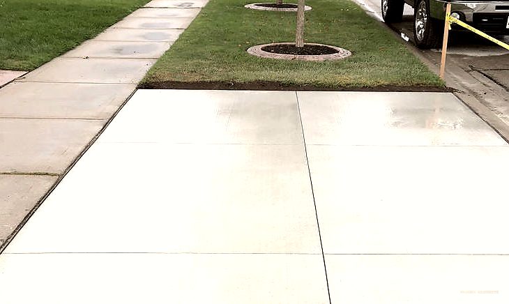Clean finished concrete driveway